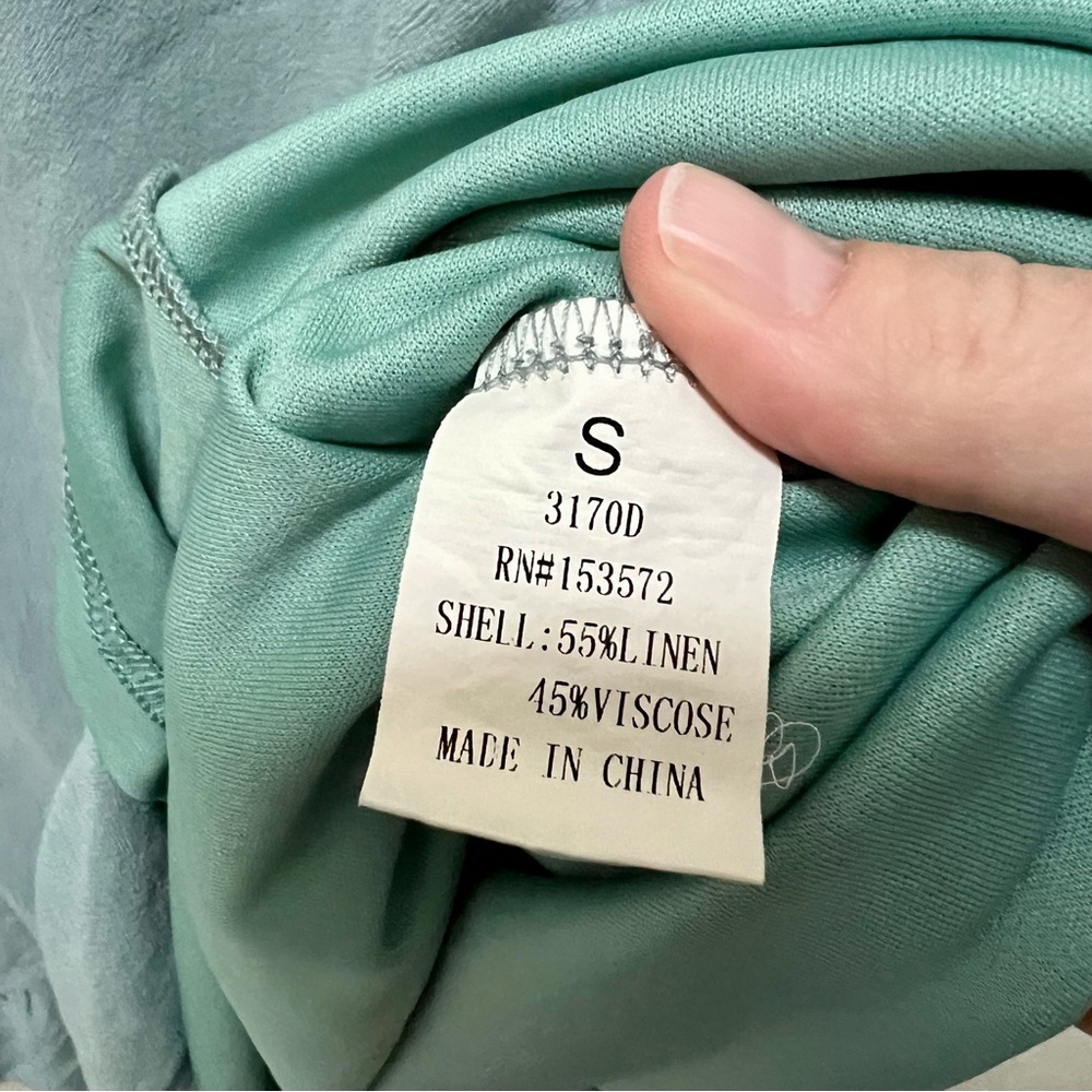 Bohme Mint Green Ruffle Midi Dress Sleeveless Boho Feminine Ruffle Linen - Picture 4 of 8